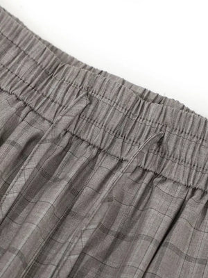 Men's Plaid Wide-leg Pants in Gray, back view