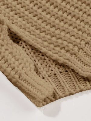 Ribbed Knit Round Neck Chunky Sweater in White, view 17
