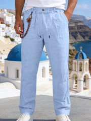 Men's Casual Drawstring Pants With Pockets