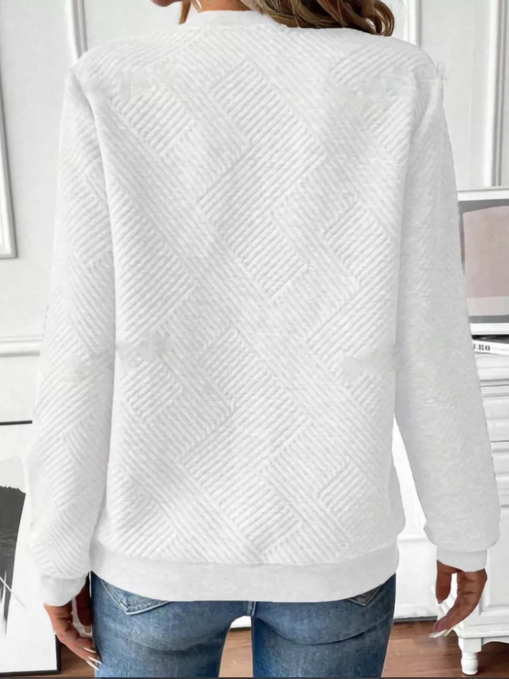 Textured Quarter-zip Sweatshirt in Black, view 16