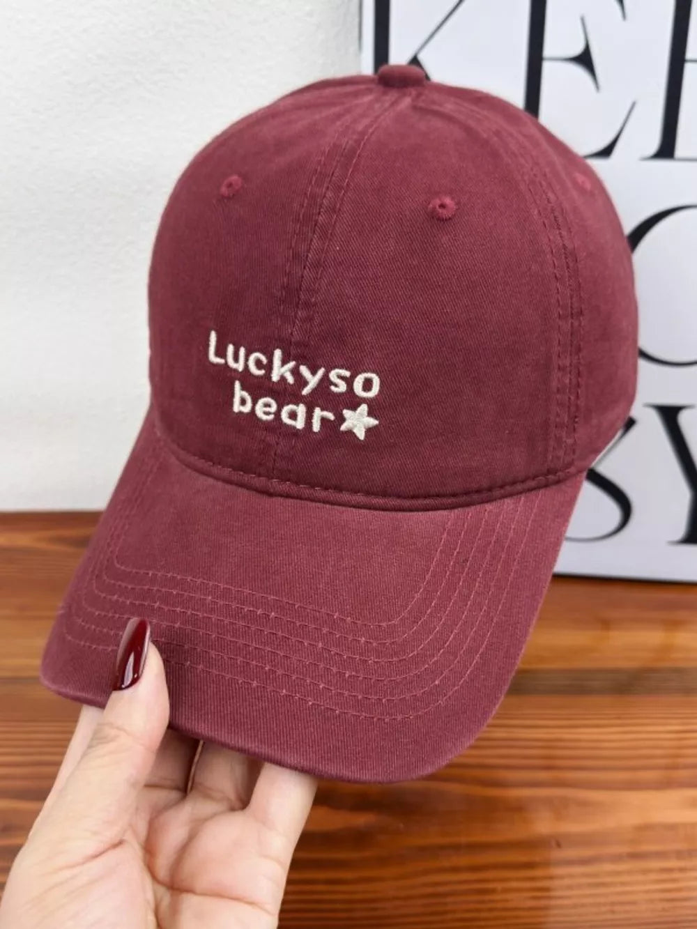 Bear Embroidered Baseball Cap, model styling view