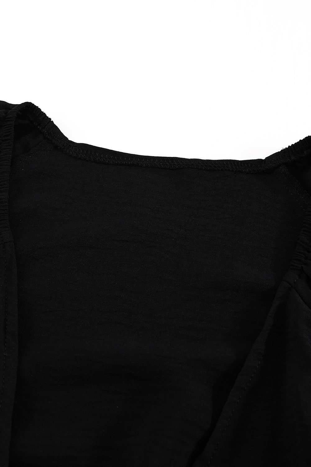 Black tie-front blouson sleeve playsuit with ruched neckline detail