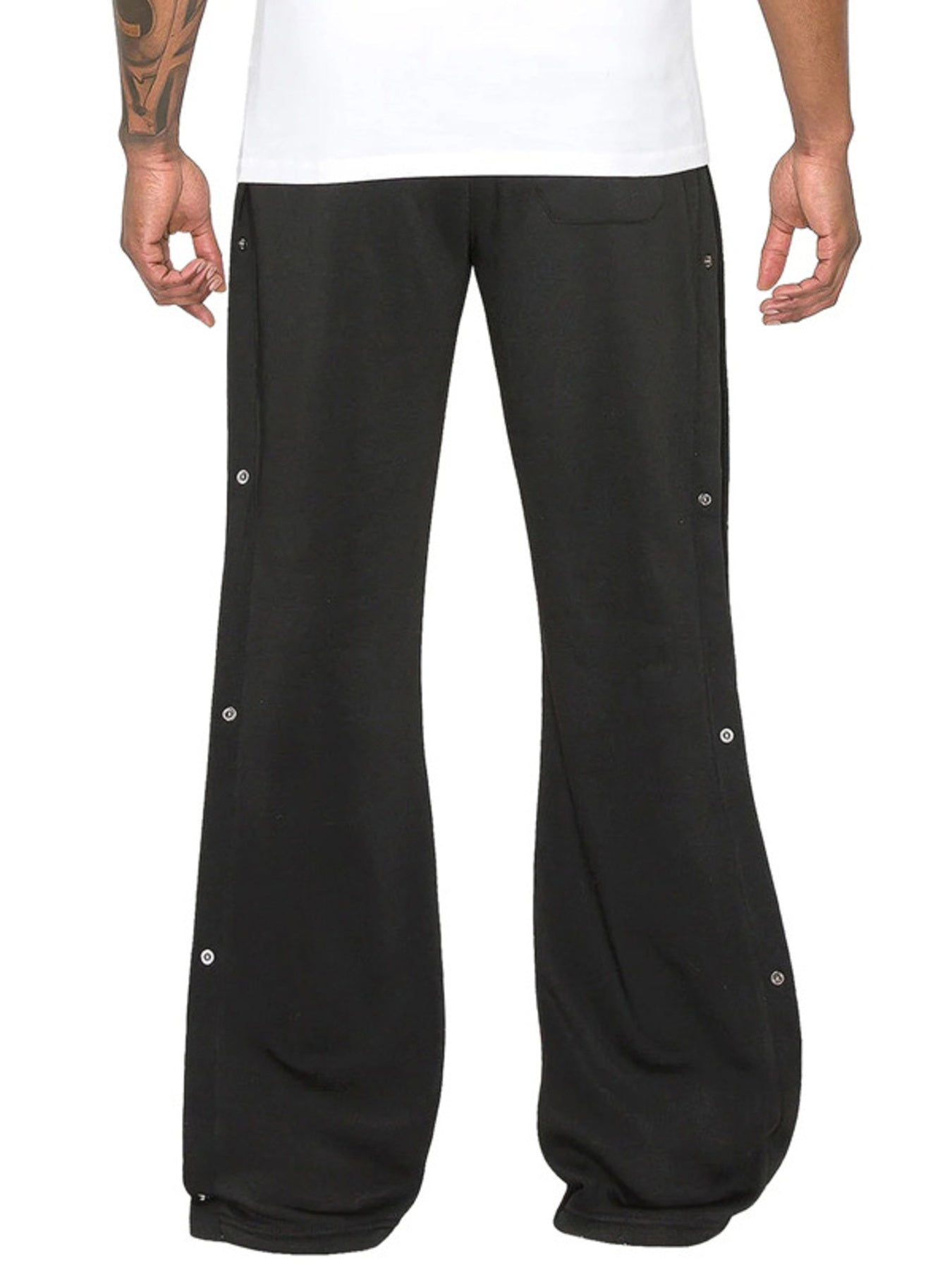 Men's Full Size Side Snap Button Pants Plus Size in Black, product detail