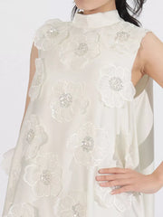 Embroidered Floral Maxi Dress With High Neck