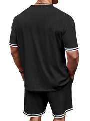Casual Striped Tee And Shorts Ensemble