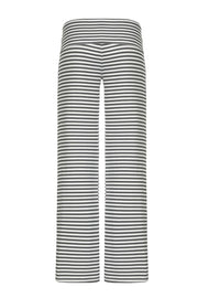 Coastal Stripe Palazzo Pants in gray and white horizontal stripes, wide leg cut