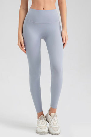 Women's Misty Blue sculpted contour leggings with a seamless high waist.