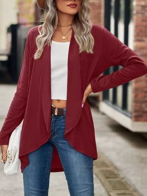 purple cardigan