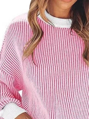 Apricot pullover sweater with pullover and striped