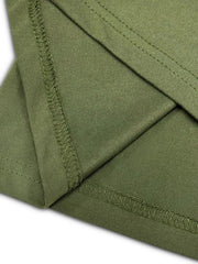 Moss green two-piece loungewear set detail showing fabric texture and stitching.