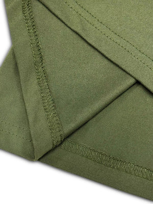Moss green two-piece loungewear set detail showing fabric texture and stitching.