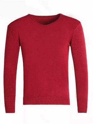 Men's Plus Size Solid Color Long Sleeve Knit Top in Navy, alternate angle