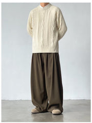 Men's dark brown wide leg casual sweatpants with a relaxed fit.