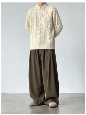 Men's dark brown wide leg casual sweatpants with a relaxed fit.