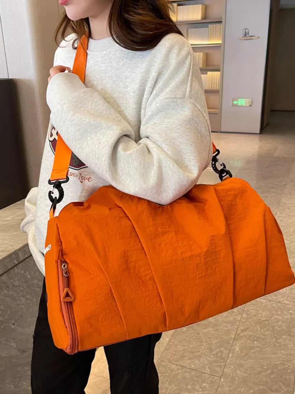 Chic Ruched Nylon Travel Bag