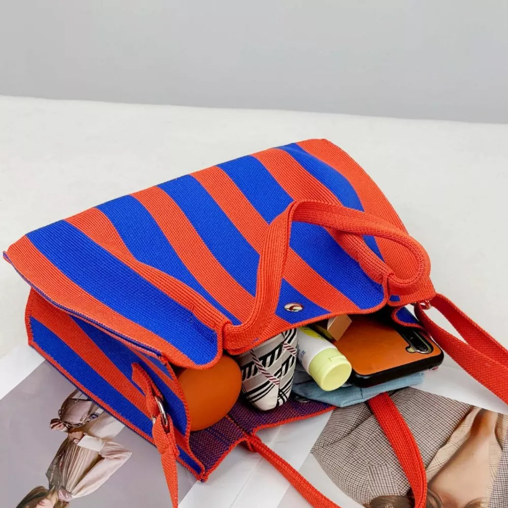 Striped Adjustable Strap Crossbody Bag, close-up detail