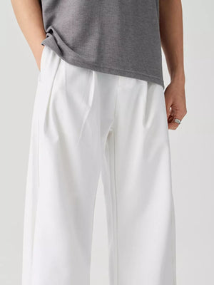 Men S Wide Leg Casual Pants in White, side view
