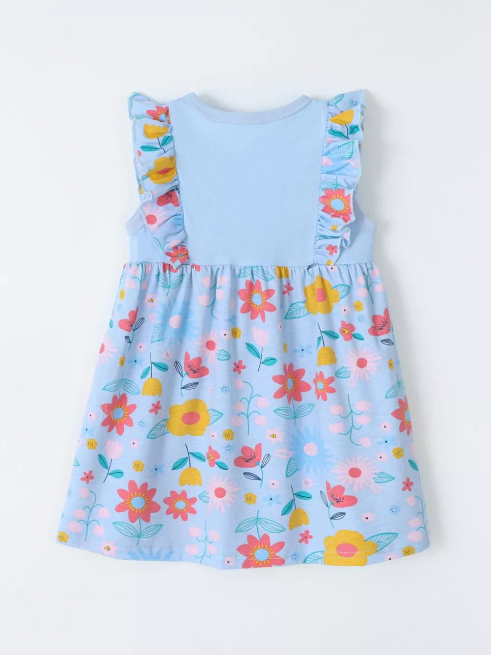 Children's Ruffled Floral Print Dress, back view
