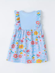 Children's Ruffled Floral Print Dress, back view