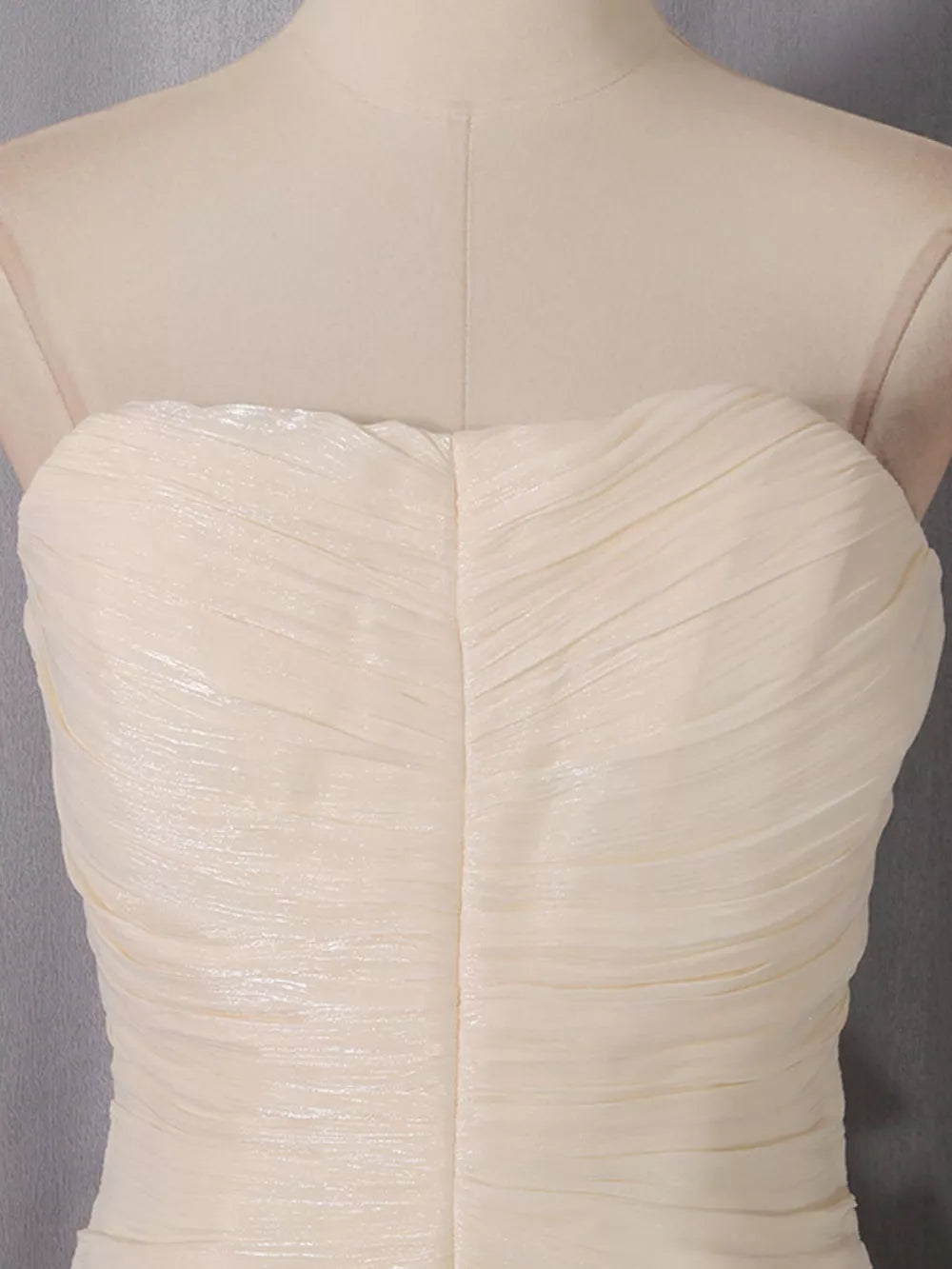 Strapless Ruffle Ruched Mini Dress in Apricot, fabric detail