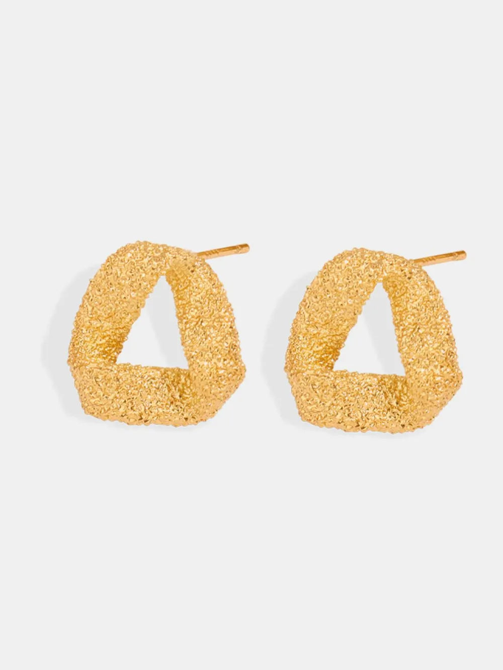 Textured gold cube earrings with a unique, rough finish.