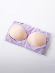 Lavender bralette tee with built-in padded cups and elastic hem.