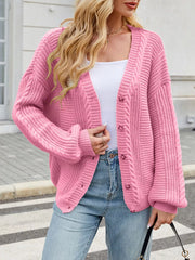 Cable Knit Button-up Cardigan in Black, view 14