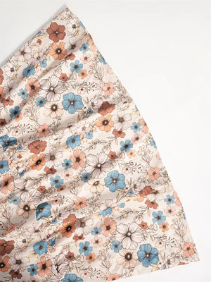 Floral tiered hem dress with long sleeves in a boho floral print.