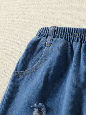 Children's One Shoulder Top And Distressed Jeans Set, model styling view