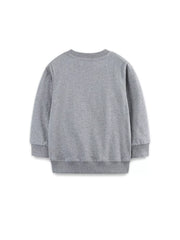 Children's gray crew neck sweatshirt with ribbed cuffs and hem