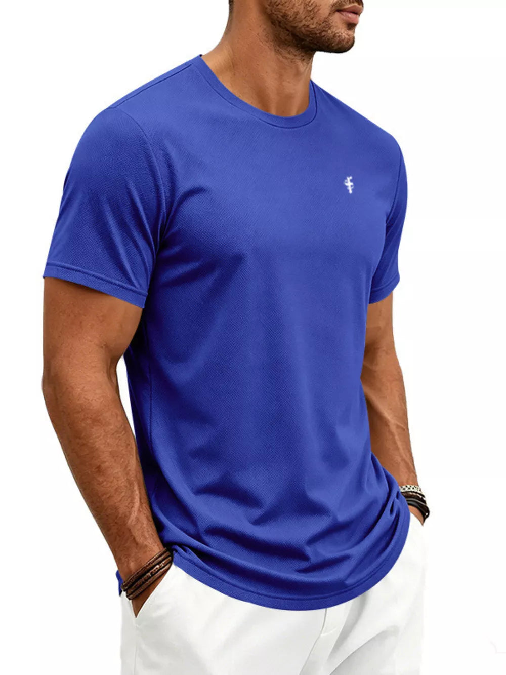 Men's Classic Fit Crew Neck T-shirt Plus Size in Black, alternate angle