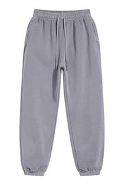 Gray relaxed fit sweatpants with drawstring and elastic cuffs