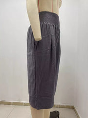 Effortless Smocked Wide-leg Capri Pants