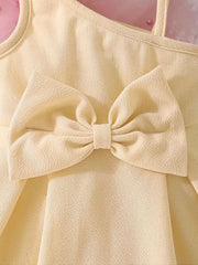 Children's Bow Asymmetrical Shoulder Dress, close-up detail