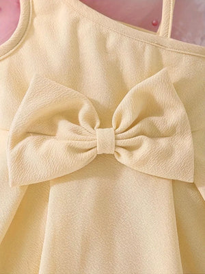 Children's Bow Asymmetrical Shoulder Dress, close-up detail