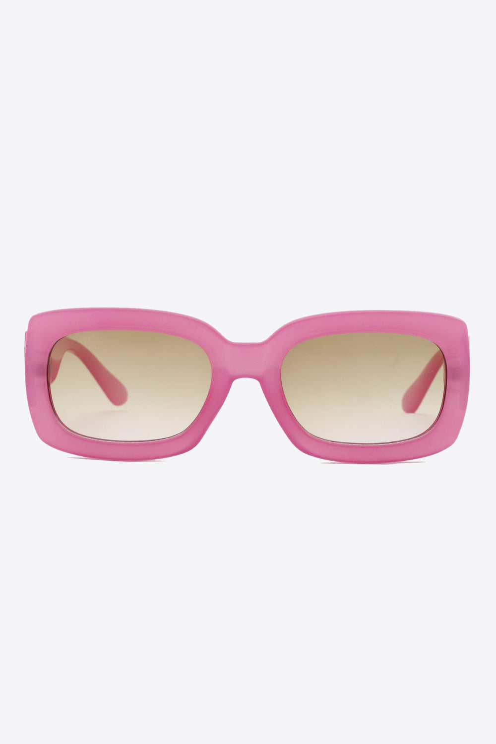 Bubblegum pink acetate rectangular sunglasses with gradient lenses