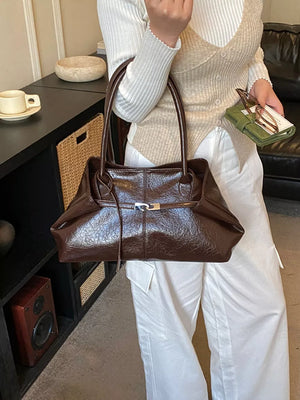Pu Leather Shoulder Bag in Brown, back view