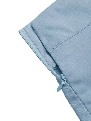 Light blue tailored shorts set with side zipper detail