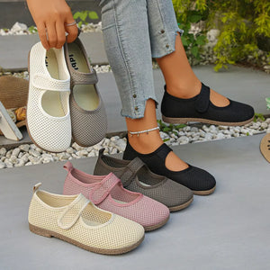 Round Toe Slip-ons in White, front view