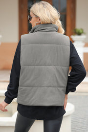 Dust Storm corduroy padded funnel neck vest with horizontal quilting