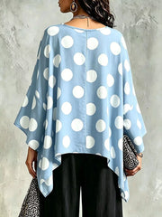 Polka Dot Asymmetrical Hem Blouse, side view