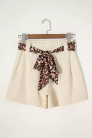 Chic Belted High-waisted Cotton Shorts