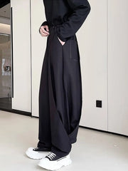 Men's Loose Fit Pants in Black, close-up detail