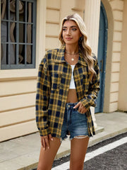 Plaid Button Up Shirt in Dark Brown