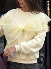 Bow Round Neck Long Sleeve Sweatshirt, back view