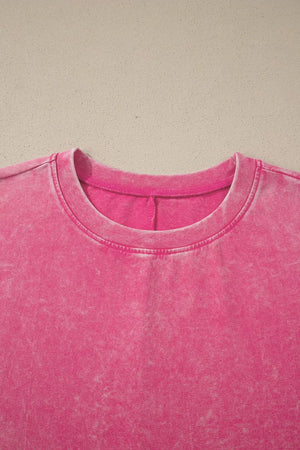 Solid Color Cotton Mineral Washed Oversize Tee in Mint Blue, product detail