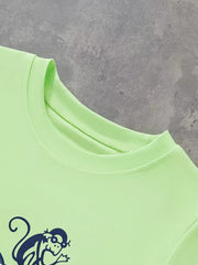 Playful Elephant & Monkey Tee For Kids