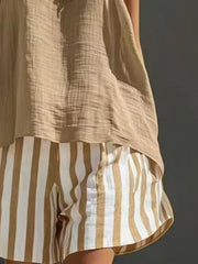 Textured Tank And Relaxed Shorts Ensemble