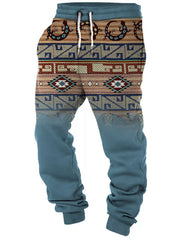 Men's Full Size Geometric Drawstring Joggers in Olive, front view