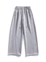 Men's Plus Size Loose Fit Wide Leg Casual Pants in Navy Blue, close-up detail